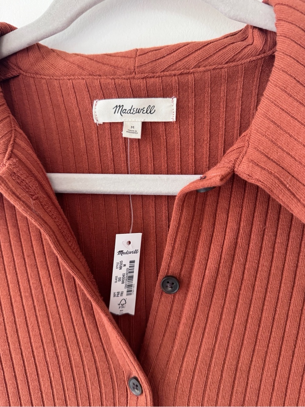 Madewell Rust Ribbed Button Down Knit Top - NWT - Picture 6 of 6